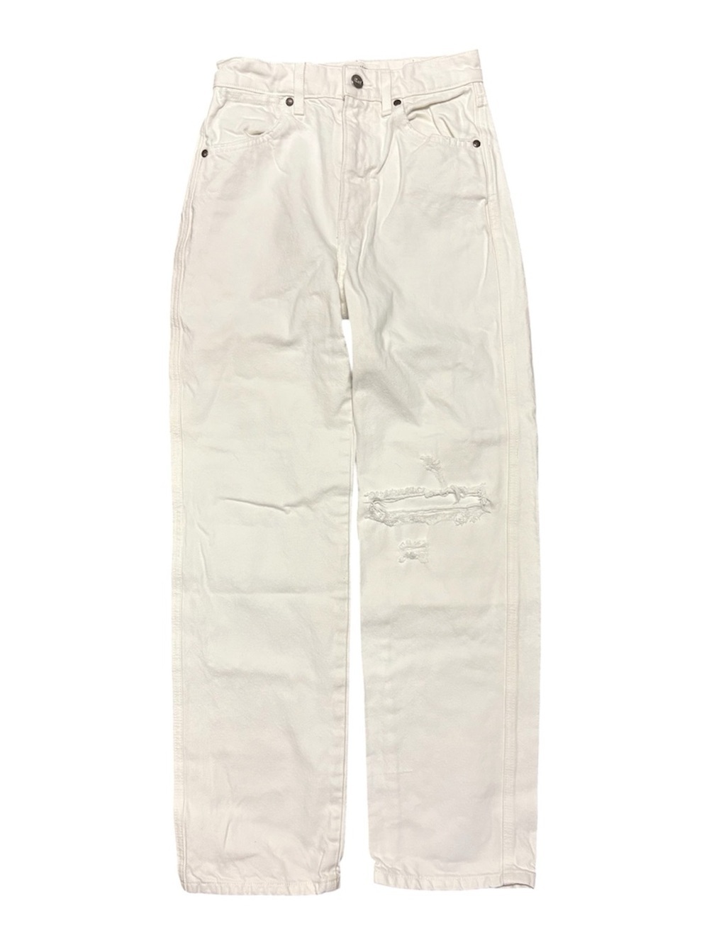 Reformation Cowboy High Rise Straight Organic Cotton Distressed Jeans Size 24